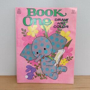 Vintage 1980s? Rand McNally Book One Draw & Color Coloring Book Elephant